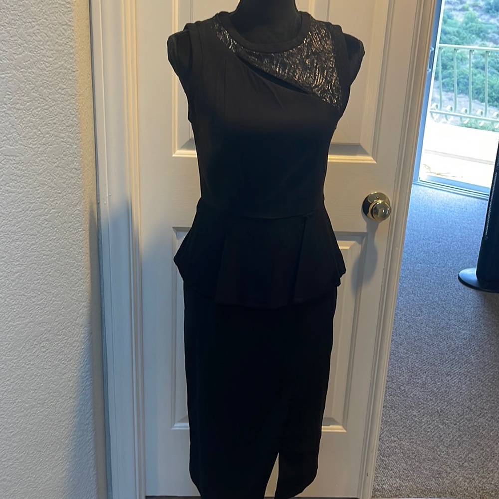 Thalia Brand peplum black dress Size 8